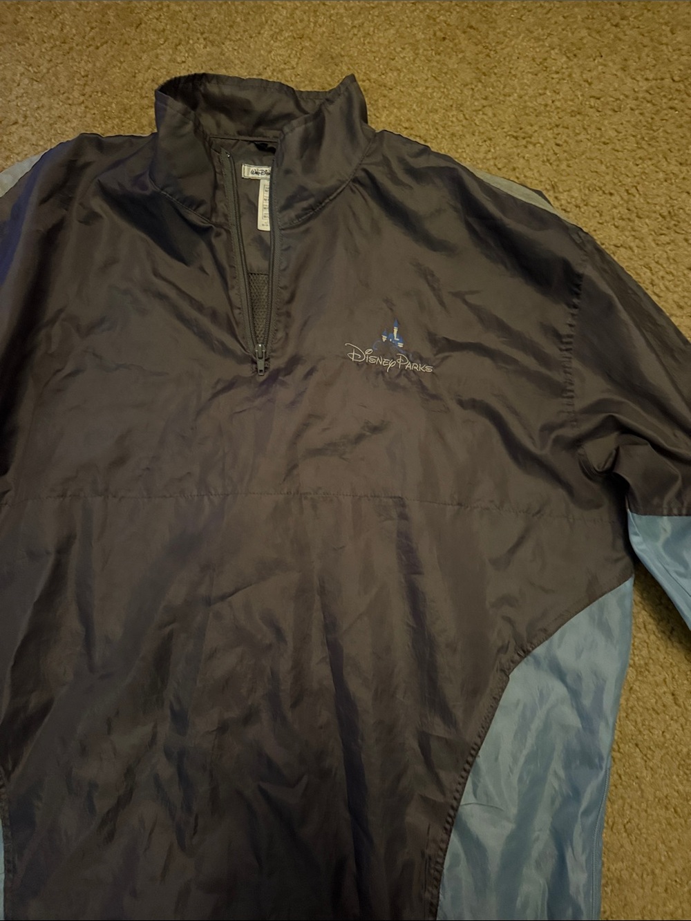 Disney Black and Light Blue Men's Quarter-Zip Windbreaker